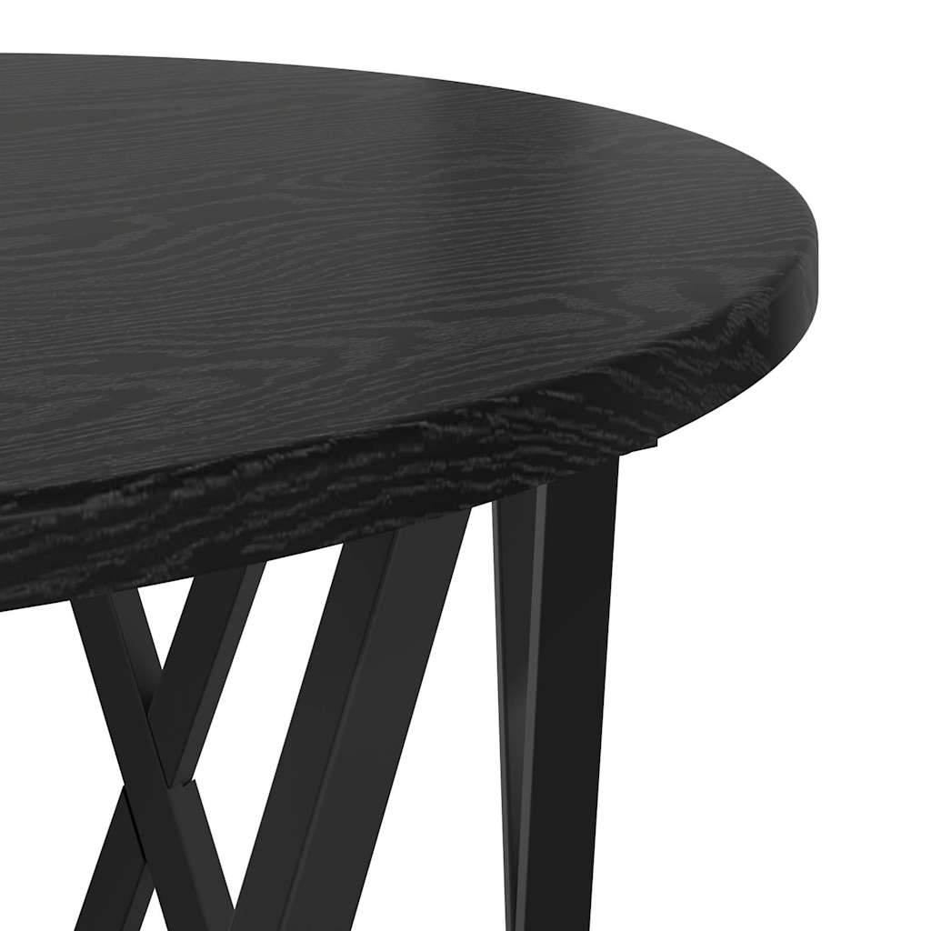 Sidebord 2 pcs Sort eg Ingeniørtræ og stål