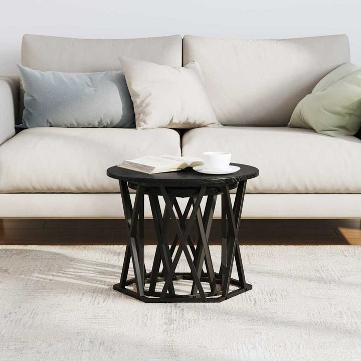 Sidebord 2 pcs Sort eg Ingeniørtræ og stål
