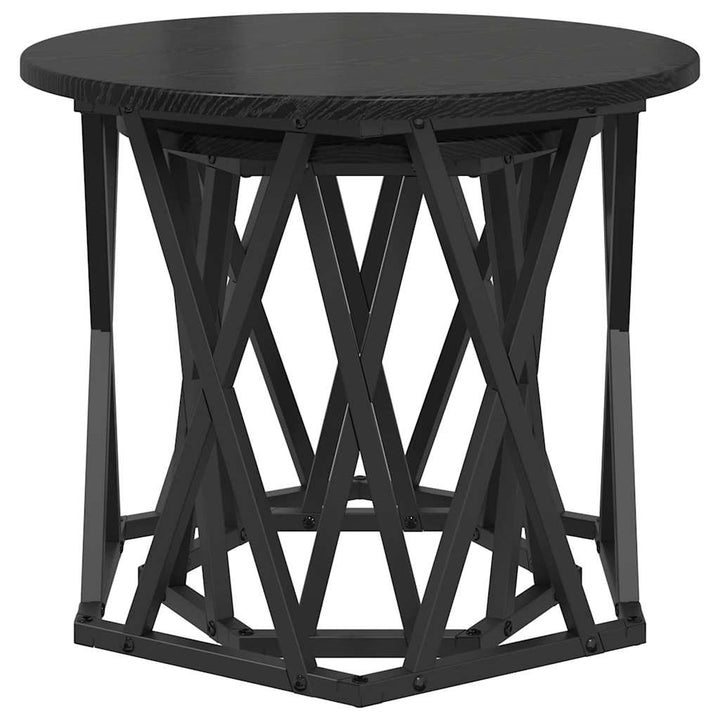 Sidebord 2 pcs Sort eg Ingeniørtræ og stål