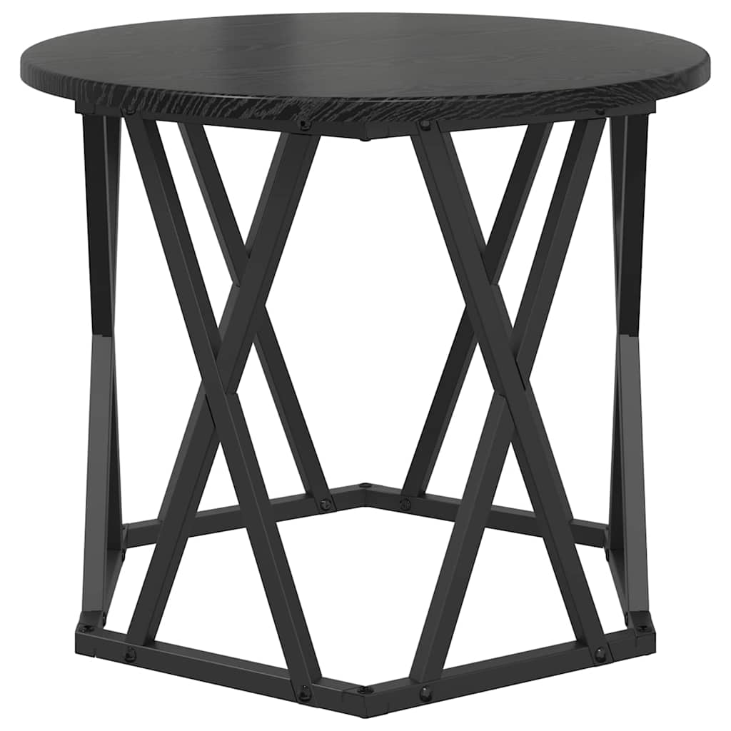 Sidebord 2 pcs Sort eg Ingeniørtræ og stål