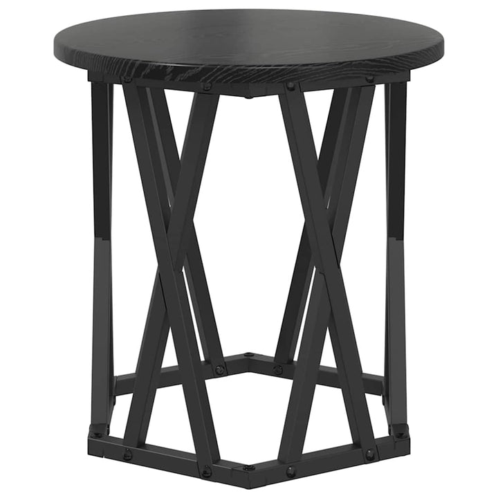 Sidebord 2 pcs Sort eg Ingeniørtræ og stål