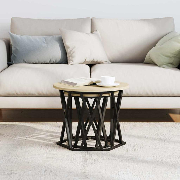 Sidebord 2 pcs Sonoma eg Ingeniørtræ og stål
