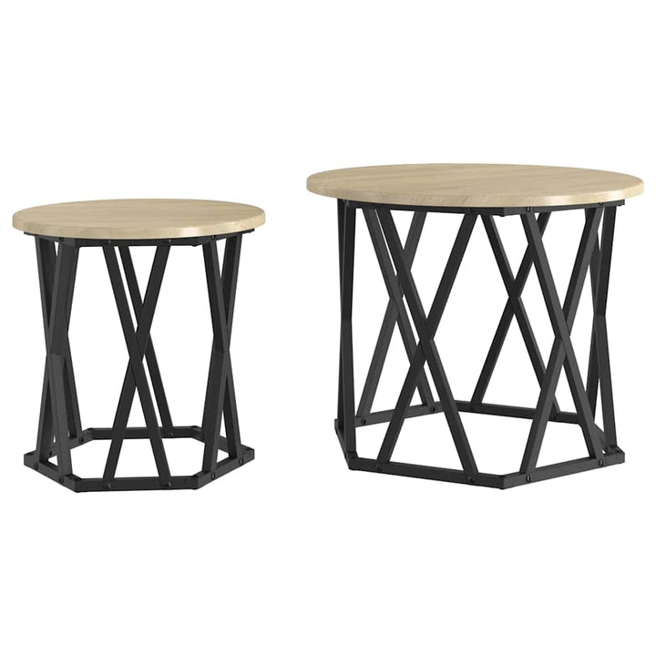 Sidebord 2 pcs Sonoma eg Ingeniørtræ og stål