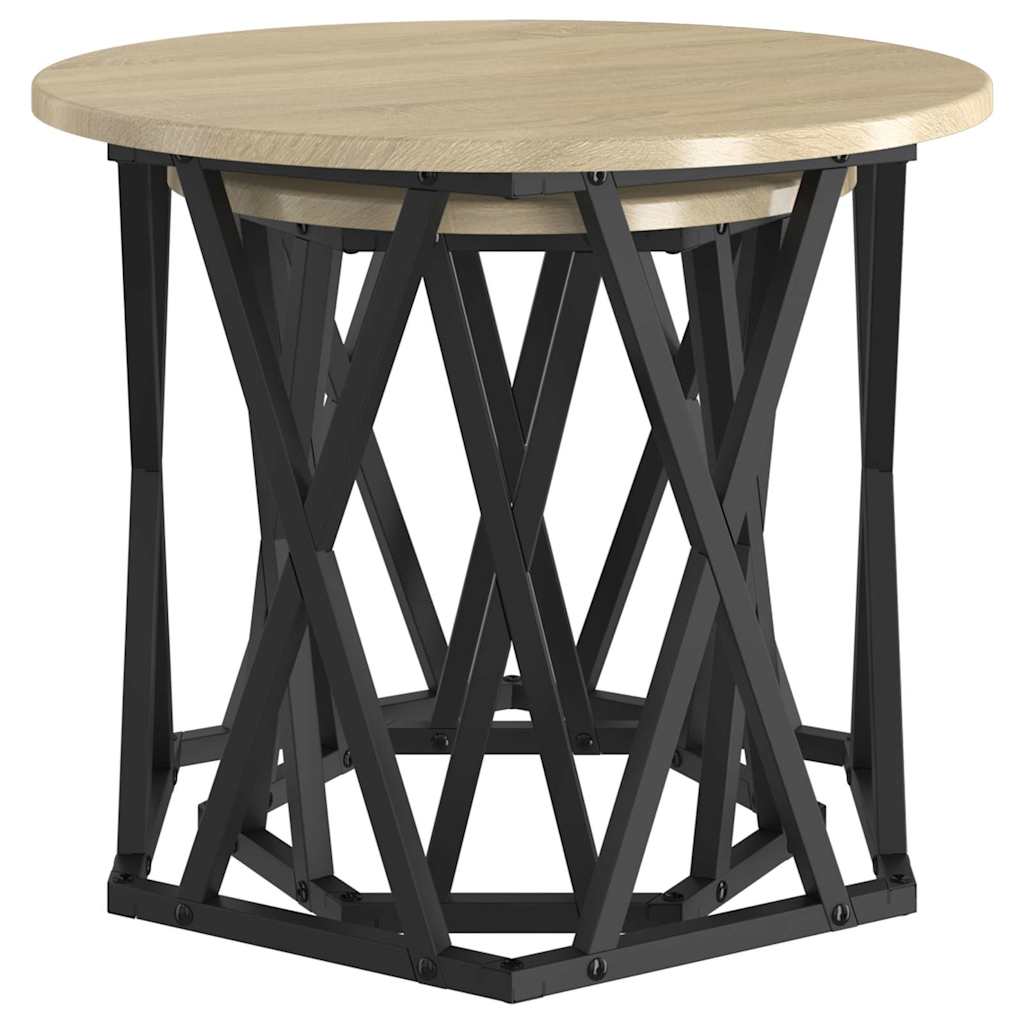 Sidebord 2 pcs Sonoma eg Ingeniørtræ og stål