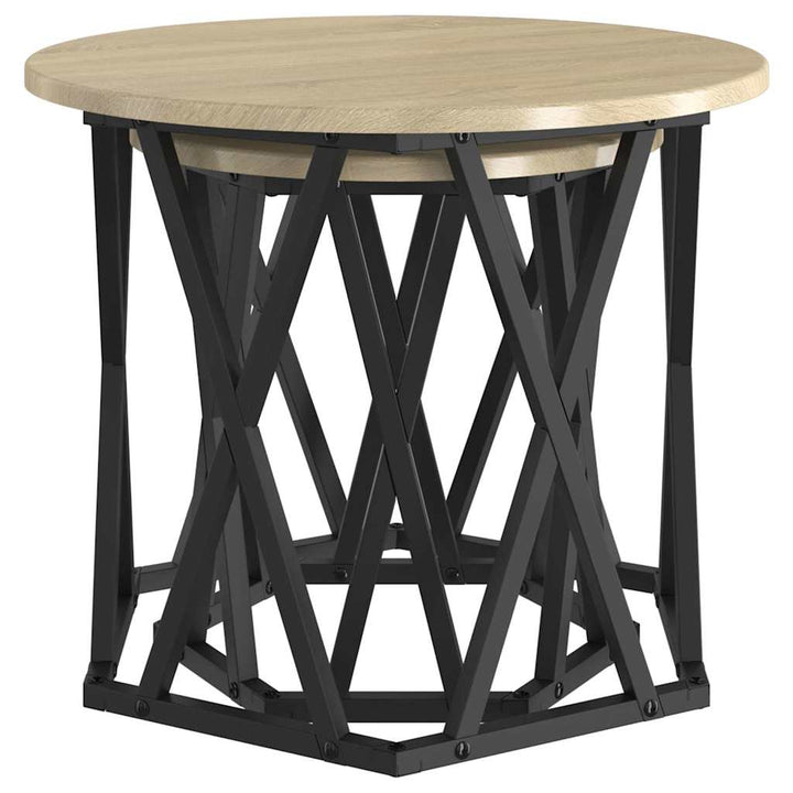 Sidebord 2 pcs Sonoma eg Ingeniørtræ og stål