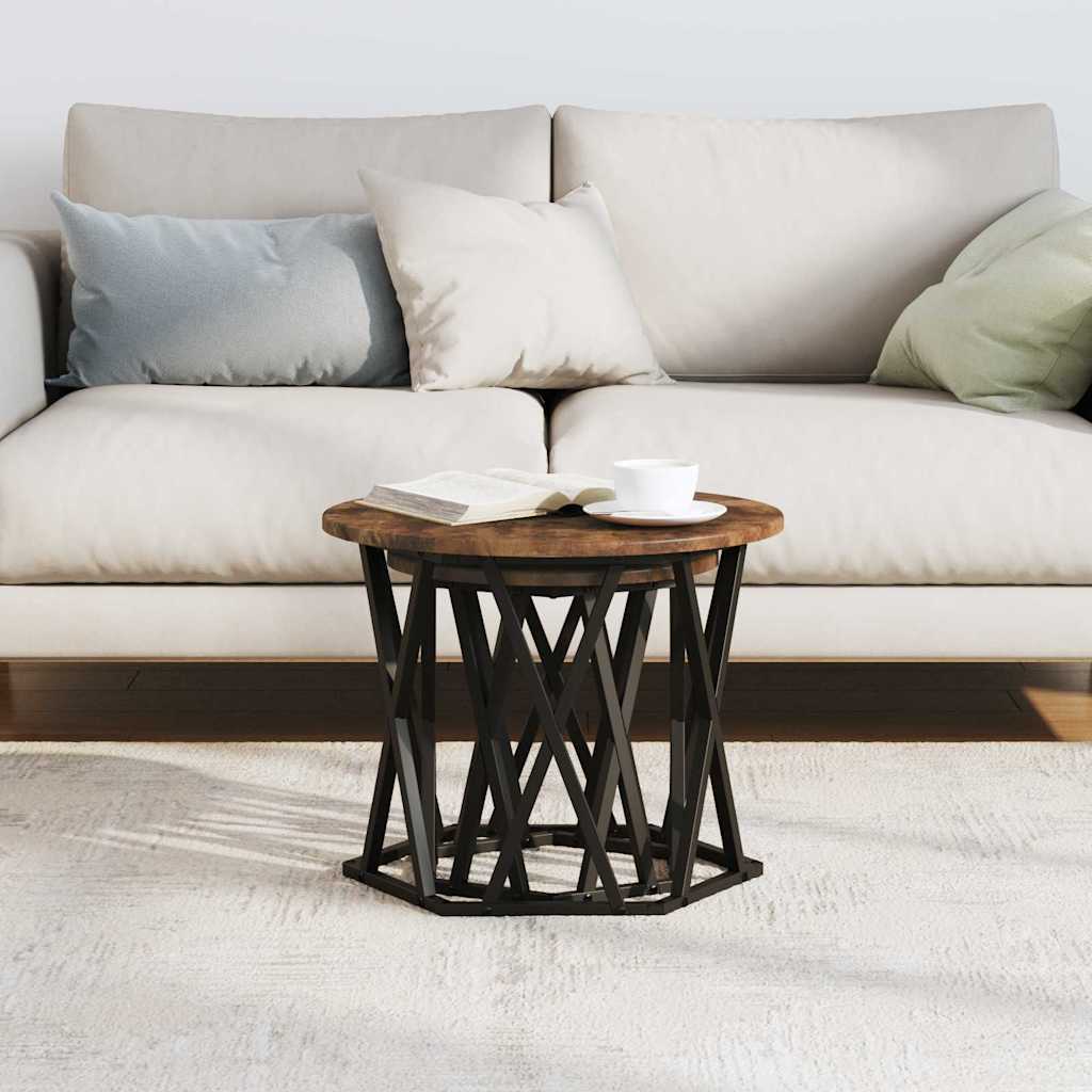 Sidebord 2 stk. Røget eg 50 x 50 x 40 cm Ingeniørtræ og stål