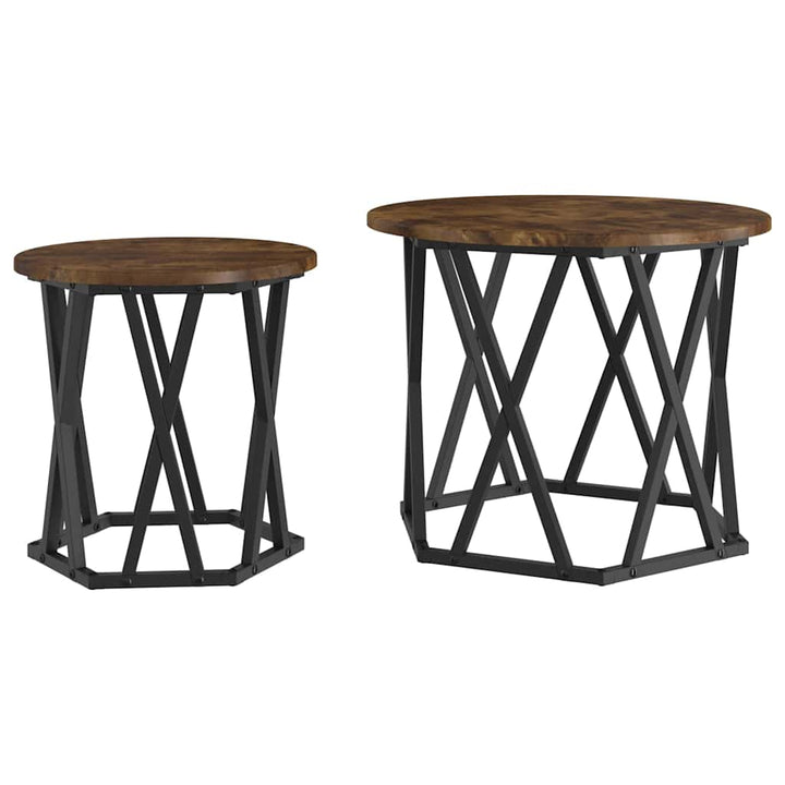 Sidebord 2 pcs Røget eg Ingeniørtræ og stål