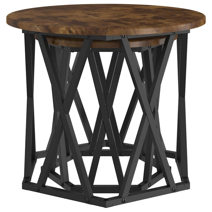 Sidebord 2 pcs Røget eg Ingeniørtræ og stål