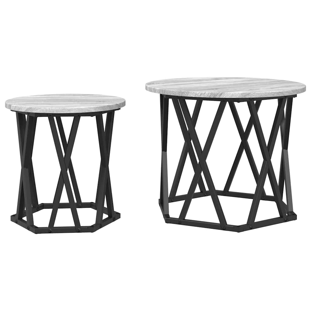 Sidebord 2 stk. Grå Sonoma 50 x 50 x 40 cm Ingeniørtræ og stål
