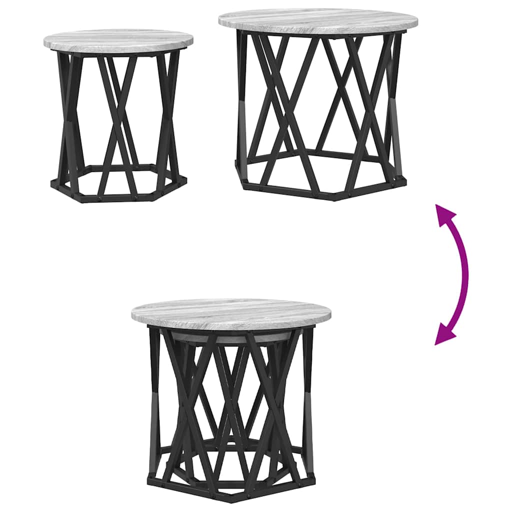 Sidebord 2 pcs Grå Sonoma Ingeniørtræ og stål