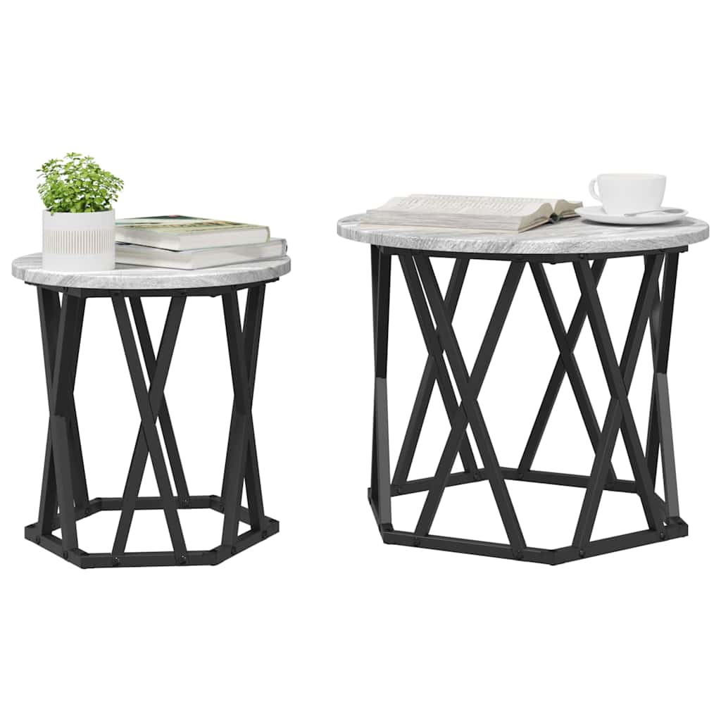 Sidebord 2 pcs Grå Sonoma Ingeniørtræ og stål