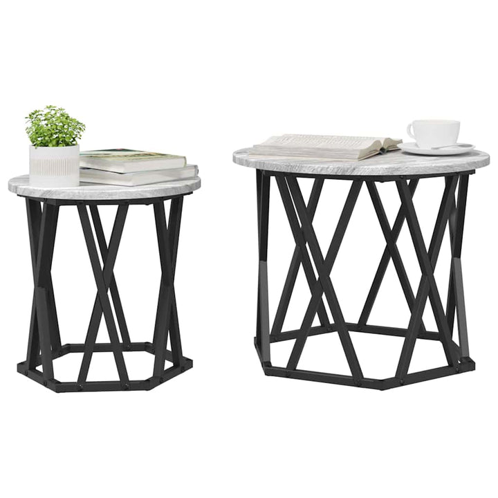 Sidebord 2 pcs Grå Sonoma Ingeniørtræ og stål