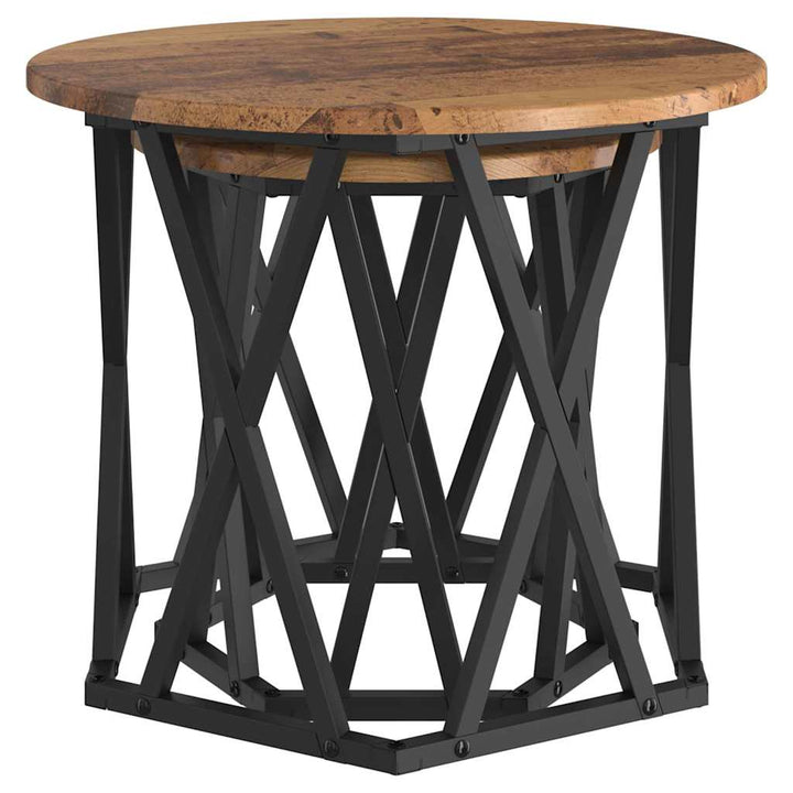 Sidebord 2 pcs genbrugstræ Ingeniørtræ og stål