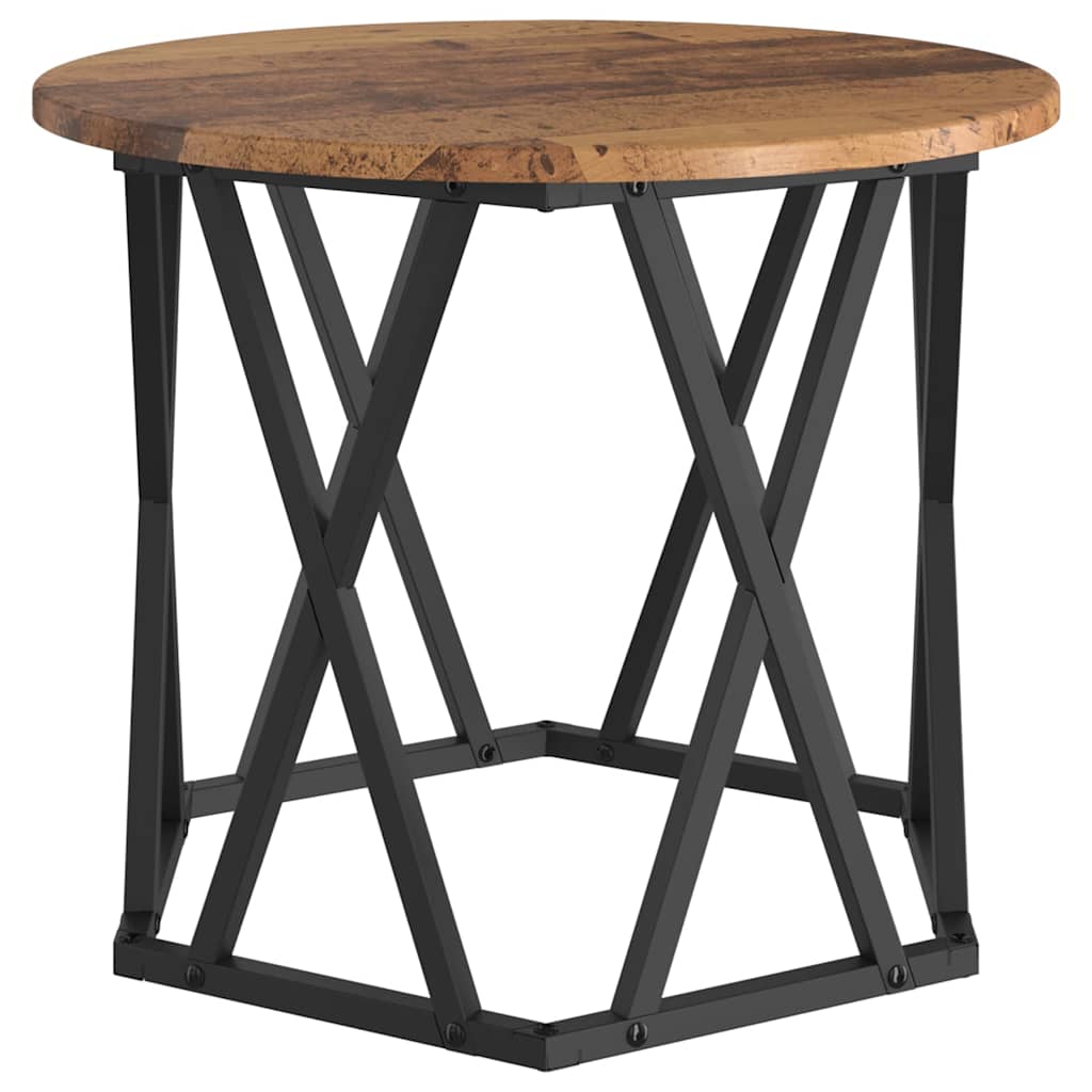 Sidebord 2 pcs genbrugstræ Ingeniørtræ og stål