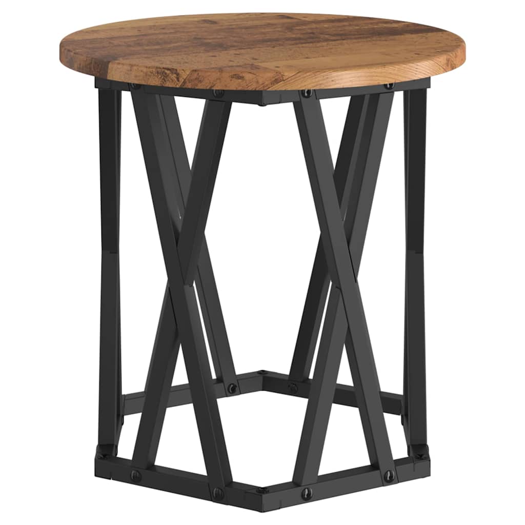 Sidebord 2 pcs genbrugstræ Ingeniørtræ og stål
