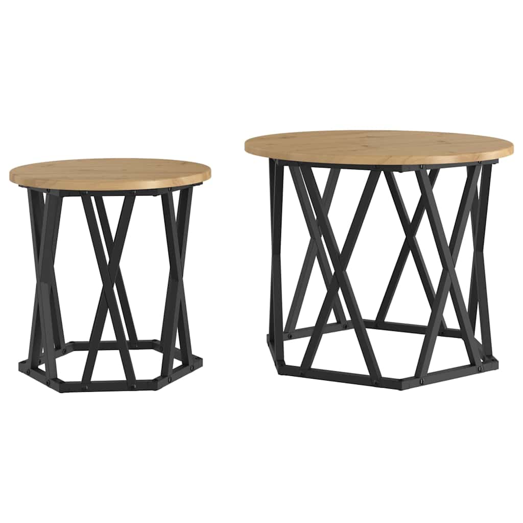 Sidebord 2 pcs Artisan Egetræ 50 x 50 x 40 cm