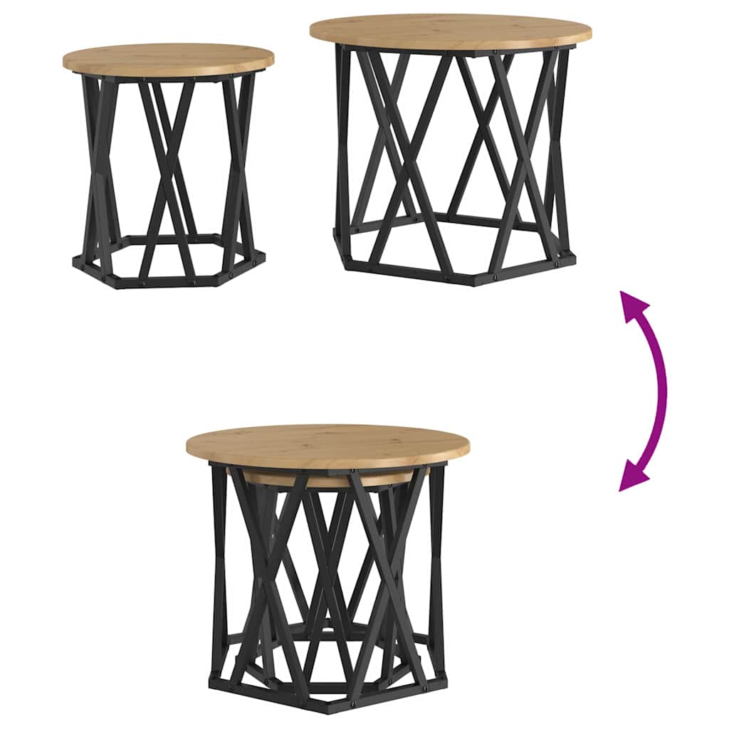 Sidebord 2 pcs Artisan Egetræ 50 x 50 x 40 cm