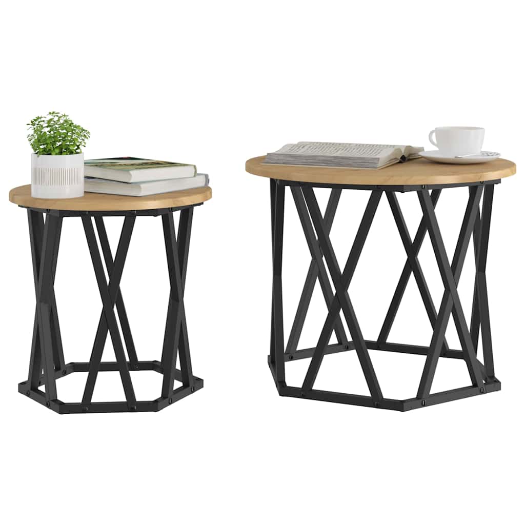Sidebord 2 pcs Artisan Egetræ 50 x 50 x 40 cm