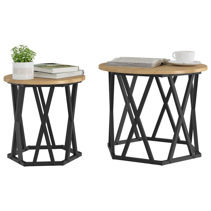 Sidebord 2 pcs Artisan Egetræ 50 x 50 x 40 cm