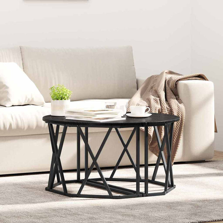 Sofabord Sort eg 80 x 80 x 42 cm Ingeniørtræ og stål