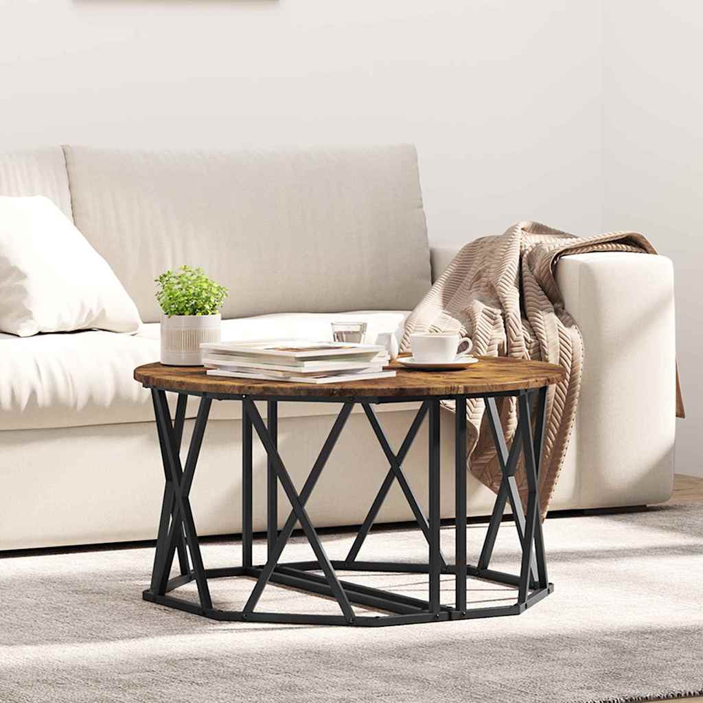 Sofabord Røget eg 80 x 80 x 42 cm Ingeniørtræ og stål