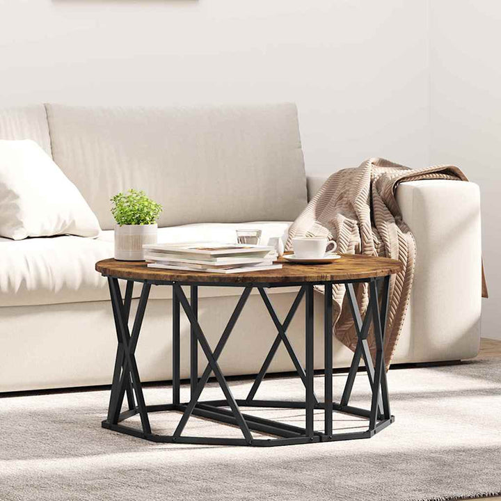 Sofabord Røget eg 80 x 80 x 42 cm Ingeniørtræ og stål