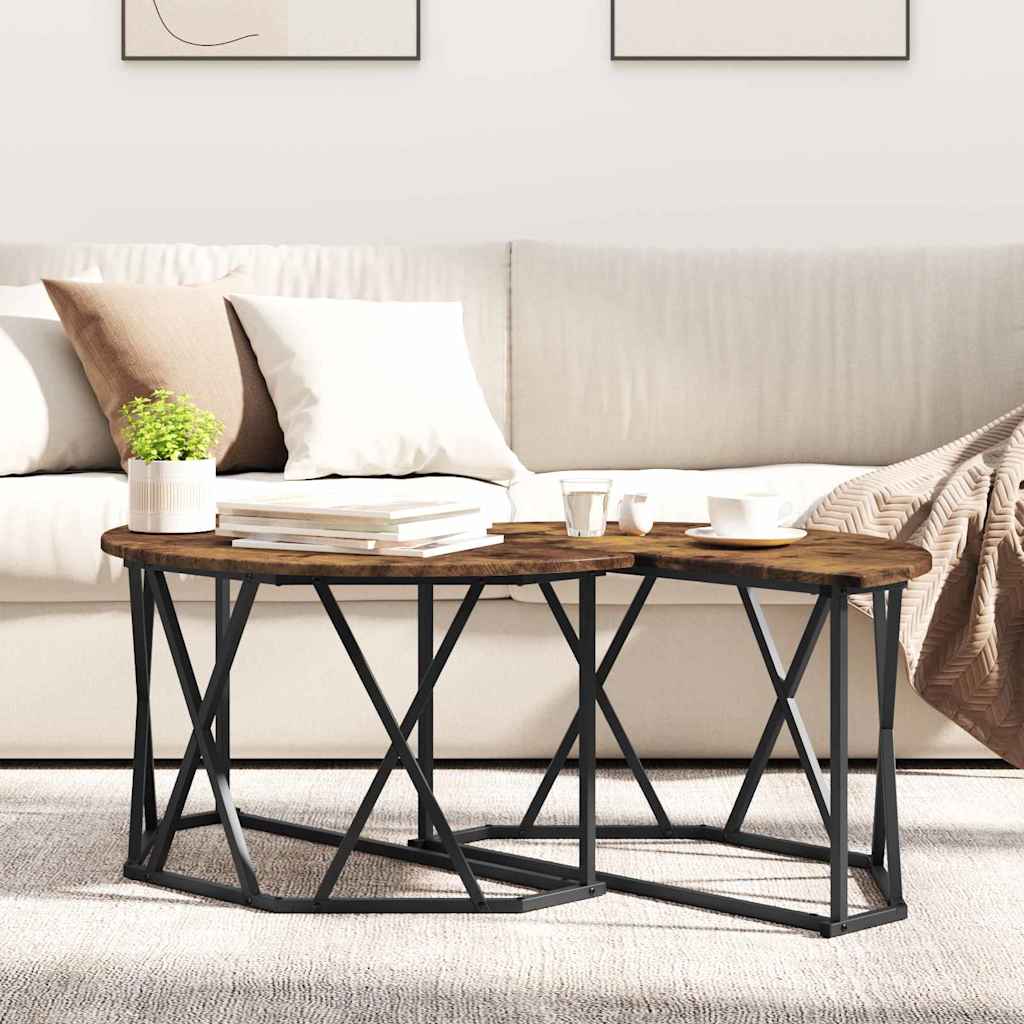 Sofabord Røget eg 80 x 80 x 42 cm Ingeniørtræ og stål
