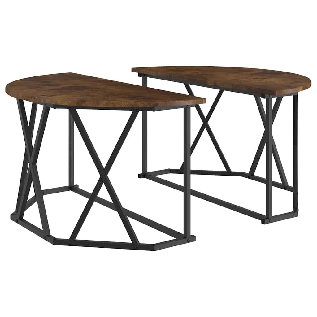 Sofabord Røget eg 80 x 80 x 42 cm Ingeniørtræ og stål