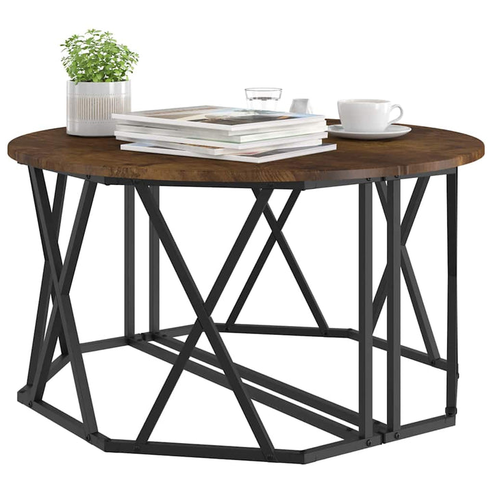 Sofabord Røget eg 80 x 80 x 42 cm Ingeniørtræ og stål