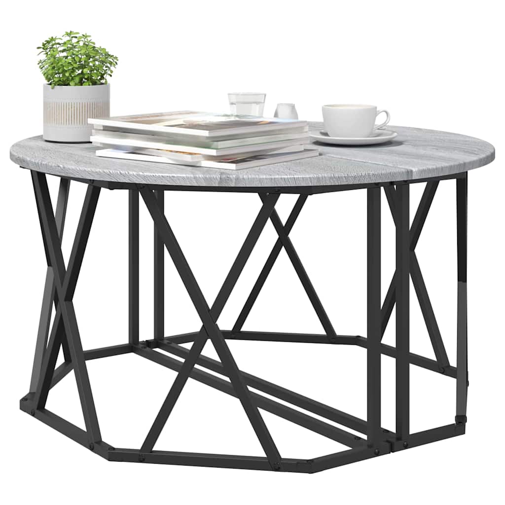 Sofabord Grå Sonoma 80 x 80 x 42 cm Ingeniørtræ og stål