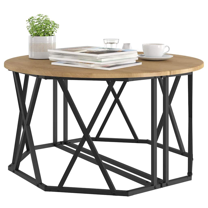 Sofabord Artisan Egetræ 80 x 80 x 42 cm Ingeniørtræ og stål