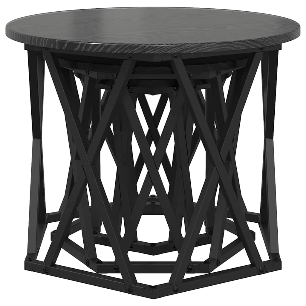 Nesting Sidebord 3 pcs Sort eg Ingeniørtræ og stål