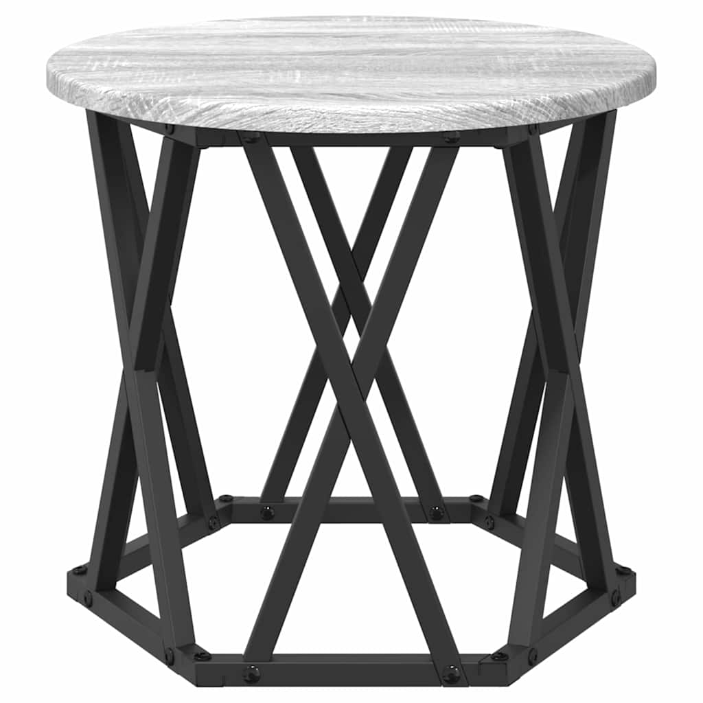 Nesting Sidebord 3 pcs Grå Sonoma Ingeniørtræ og stål