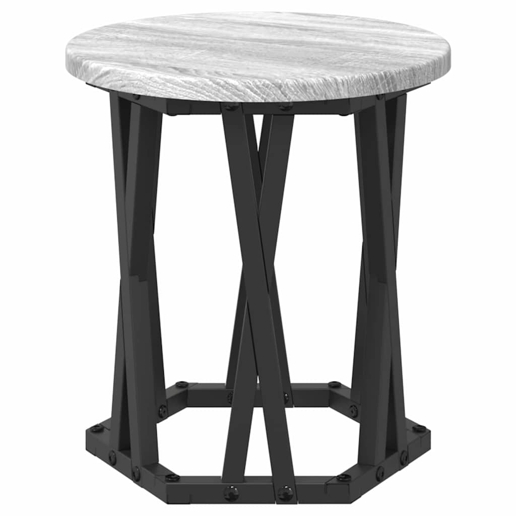 Nesting Sidebord 3 pcs Grå Sonoma Ingeniørtræ og stål