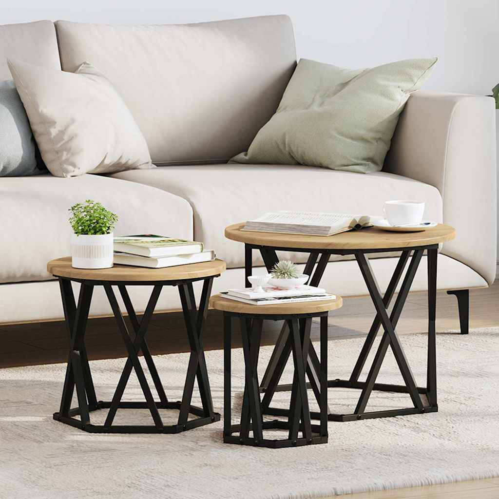 Nesting Sidebord 3 pcs Artisan Egetræ 53 x 53 x 40 cm