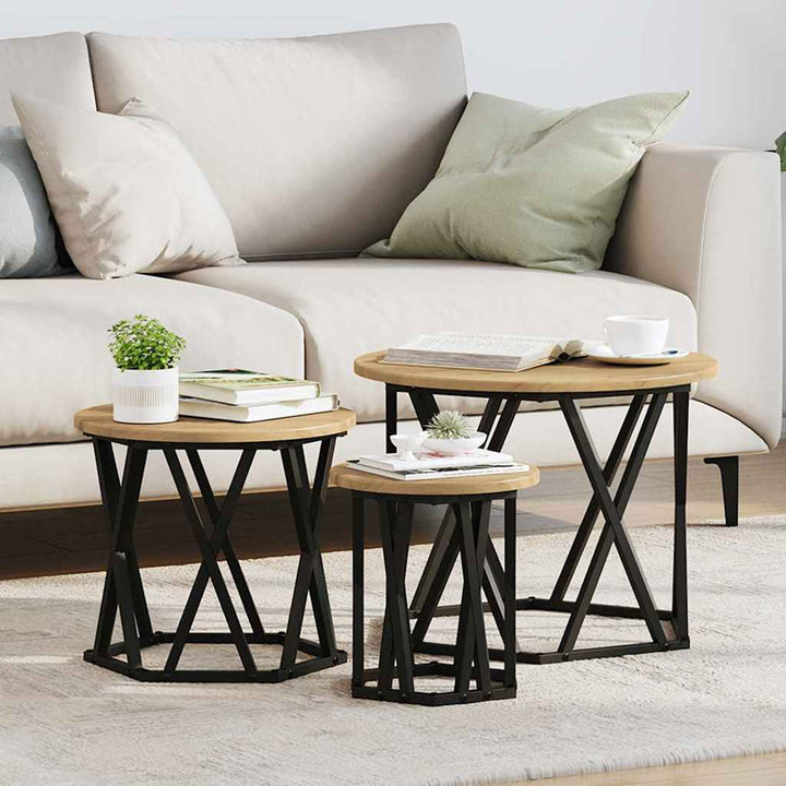 Nesting Sidebord 3 pcs Artisan Egetræ 53 x 53 x 40 cm