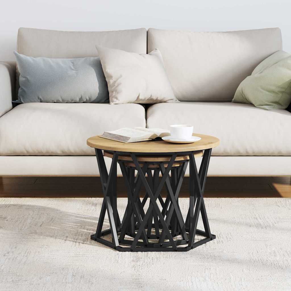 Nesting Sidebord 3 pcs Artisan Egetræ 53 x 53 x 40 cm