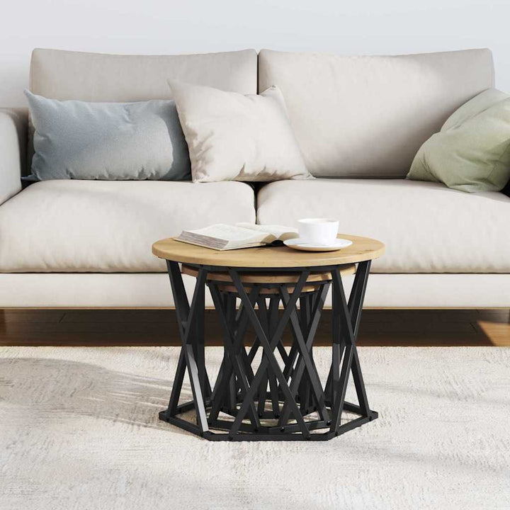 Nesting Sidebord 3 pcs Artisan Egetræ 53 x 53 x 40 cm