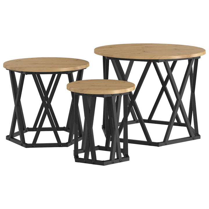 Nesting Sidebord 3 pcs Artisan Egetræ 53 x 53 x 40 cm