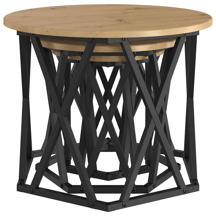 Nesting Sidebord 3 pcs Artisan Egetræ 53 x 53 x 40 cm