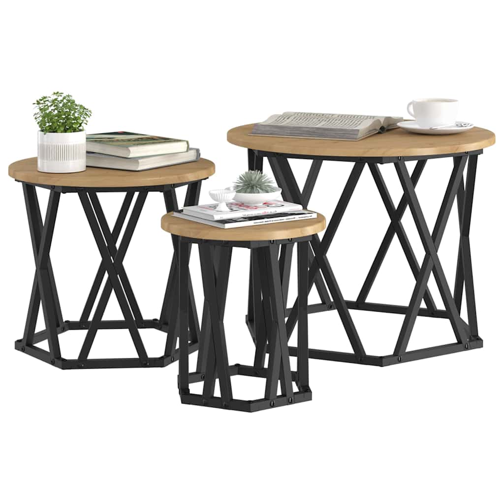 Nesting Sidebord 3 pcs Artisan Egetræ 53 x 53 x 40 cm