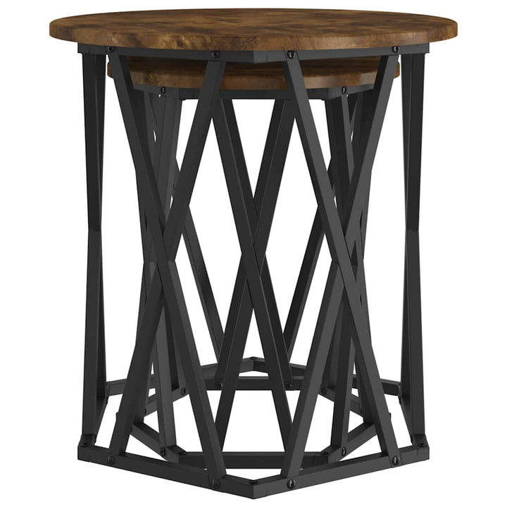 Sofabord 2 stk. Røget eg 50 x 50 x 50 cm Ingeniørtræ og stål