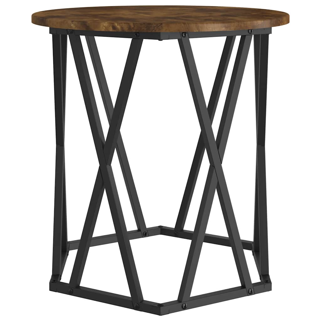Sofabord 2 stk. Røget eg 50 x 50 x 50 cm Ingeniørtræ og stål