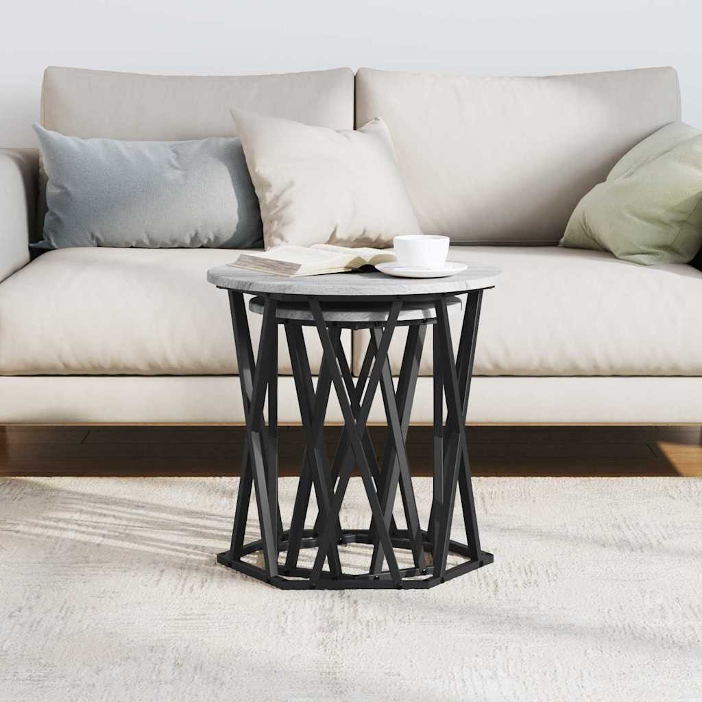 Sofabord 2 stk. Grå Sonoma 50 x 50 x 50 cm Ingeniørtræ og stål