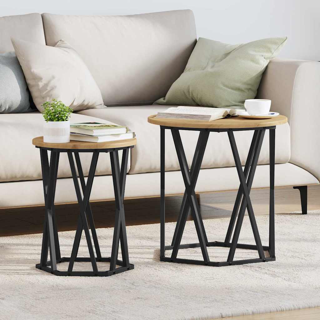 Sofabord 2 pcs Artisan Egetræ Ingeniørtræ og stål