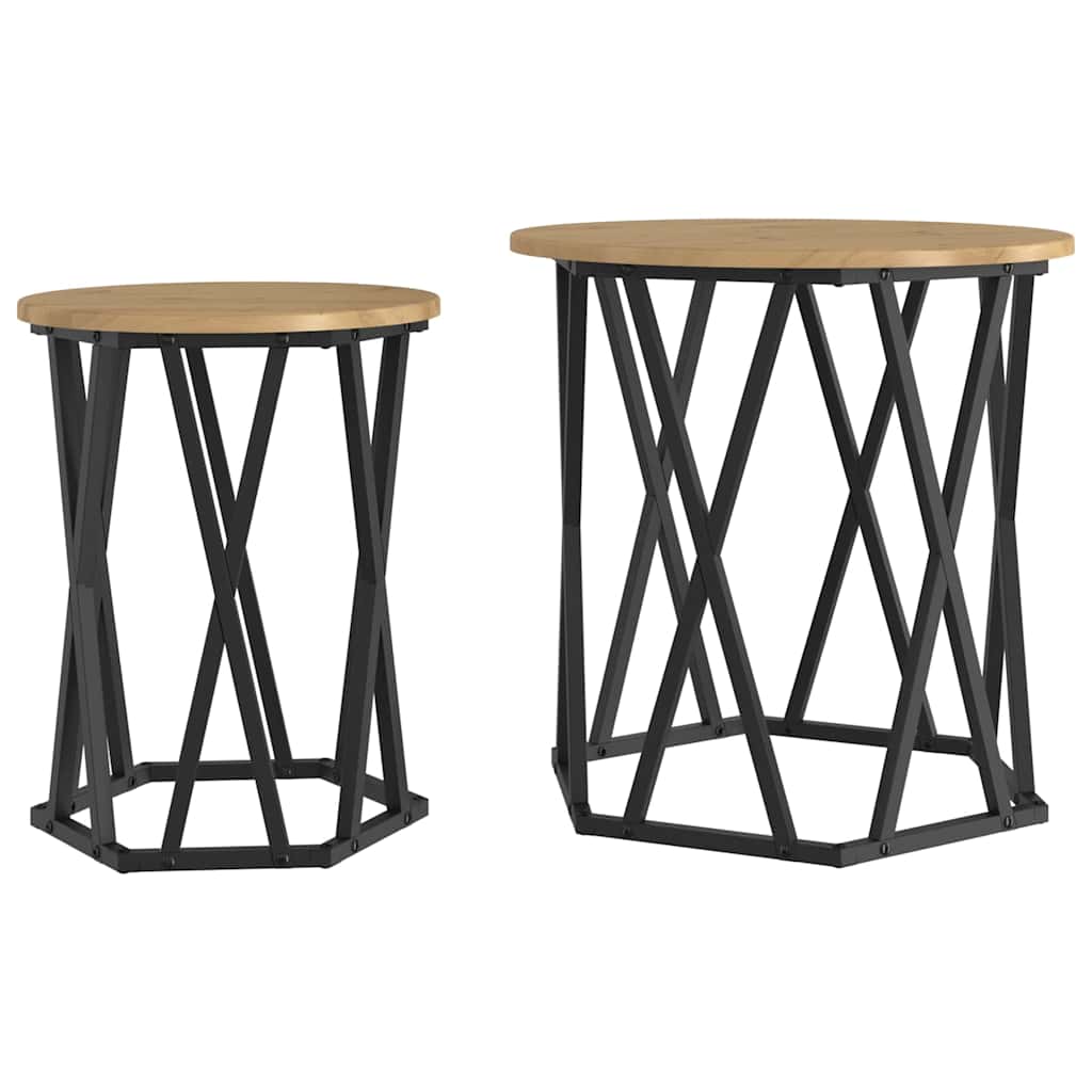 Sofabord 2 pcs Artisan Egetræ Ingeniørtræ og stål