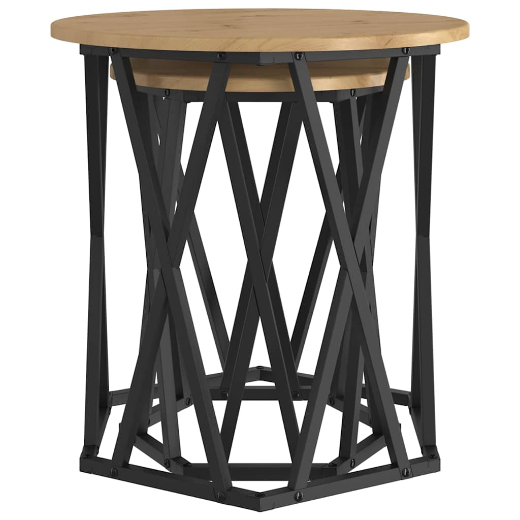 Sofabord 2 pcs Artisan Egetræ Ingeniørtræ og stål