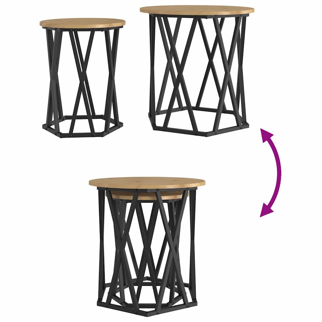 Sofabord 2 pcs Artisan Egetræ Ingeniørtræ og stål