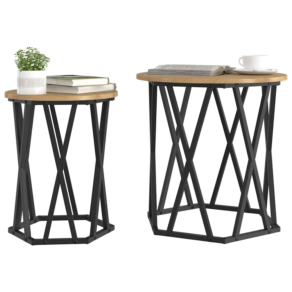 Sofabord 2 pcs Artisan Egetræ Ingeniørtræ og stål