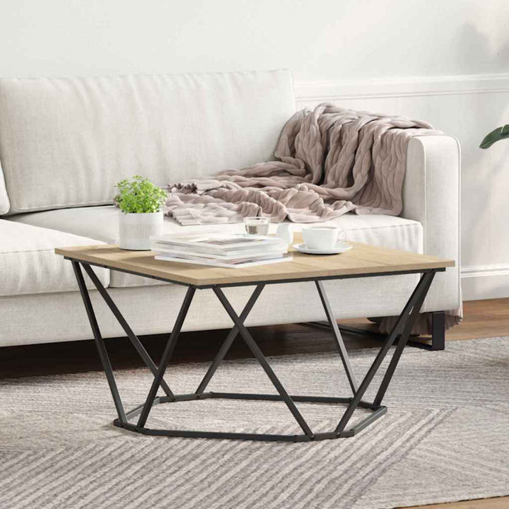Sofabord Sonoma eg 80 x 80 x 45 cm Ingeniørtræ og stål